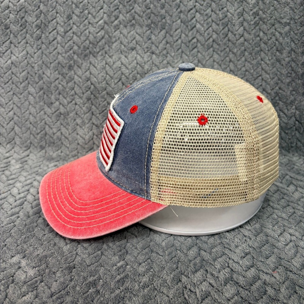 Unbranded USA American Flag Snapback OSFM Red Blue Mesh Trucker Hat - Picture 5 of 9